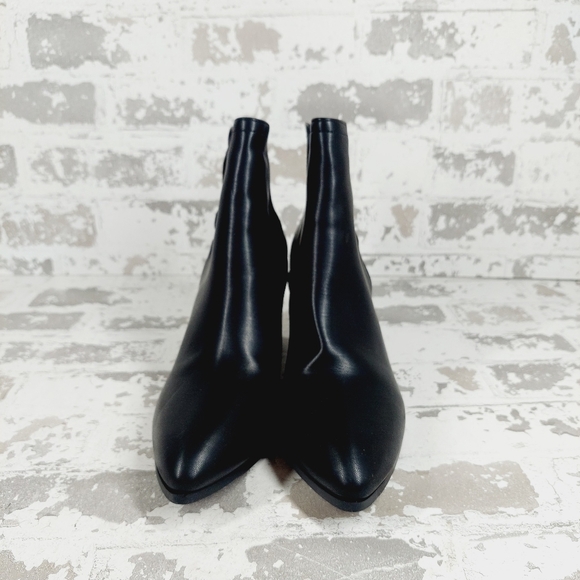 NEW TOP Moda Black Leather Block Heel Side Notch Ankle Boots X99 - Picture 4 of 10